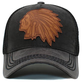 Native American Big Chief Mesh Back Black Trucker Hat by KB Ethos